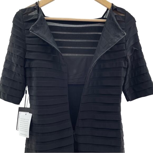 NWT Adrianna Papell Illusion Bodice Pleated Partial Tuck Jersey Sheath Dress 4 - Picture 9 of 16